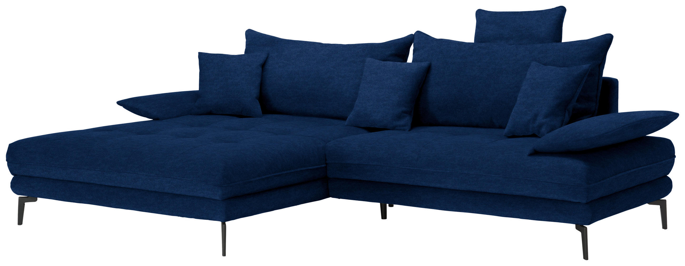 ECKSOFA PRATO Dunkelblau Mikrofaser  - Schwarz/Dunkelblau, MODERN, Textil/Metall (176/292cm) - MID.YOU