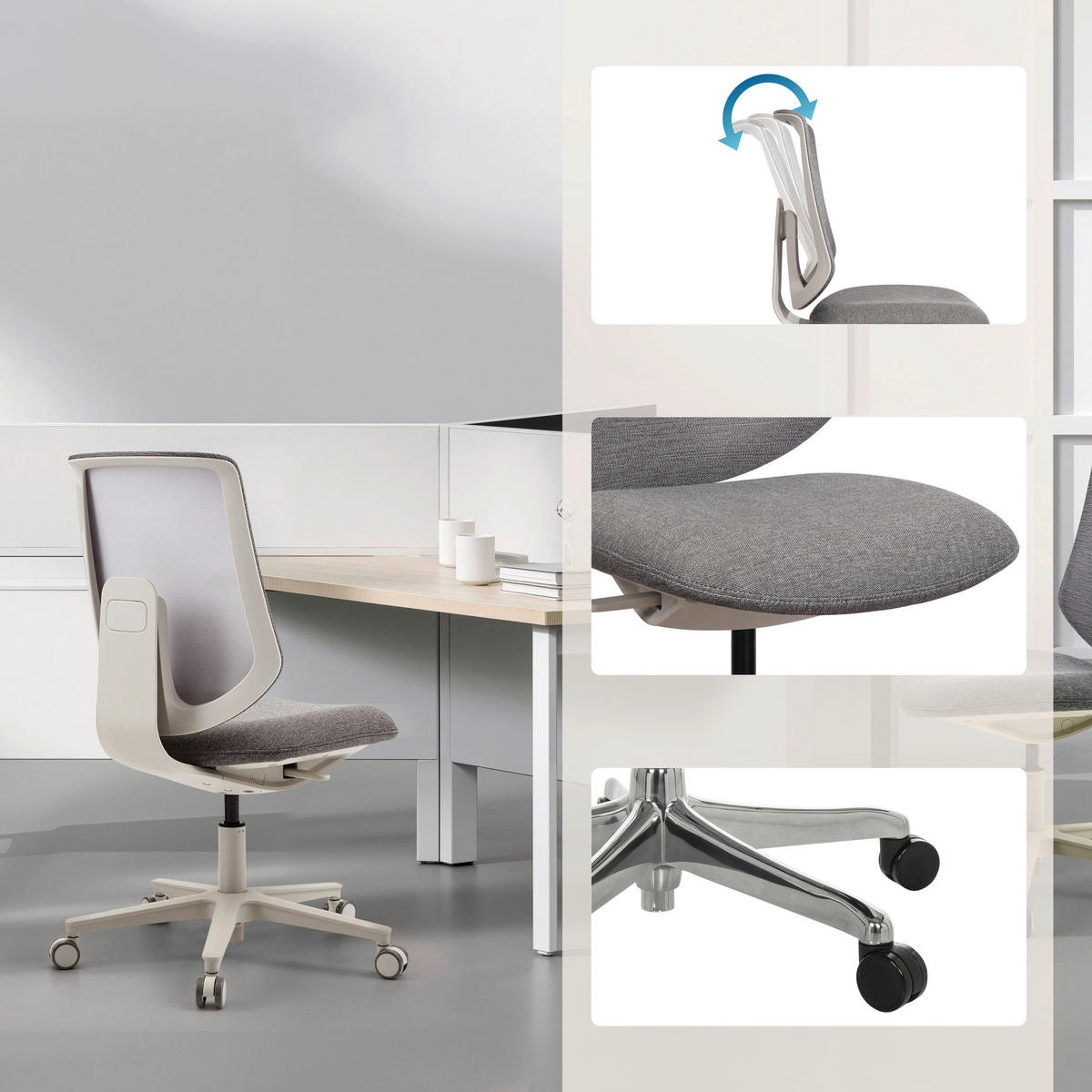 DREHSTUHL  in Flachgewebe Grau  - Grau, MODERN, Kunststoff/Textil (44/99/56cm) - MID.YOU