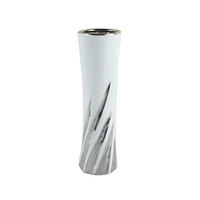 VASE 29,5 cm  - Weiss/Silberfarben, Design, Keramik (8,5/29,5cm) - Ambia Home