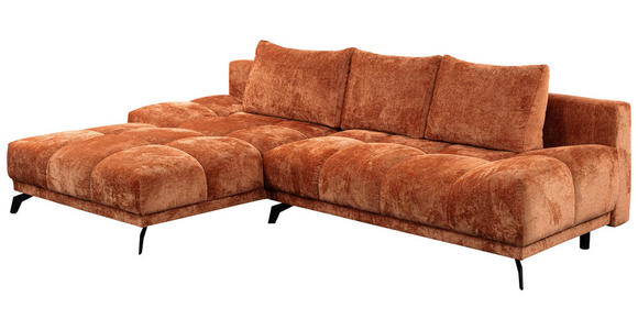 ECKSOFA in Chenille Rostfarben  - Rostfarben/Schwarz, MODERN, Textil/Metall (182/290cm) - Hom`in