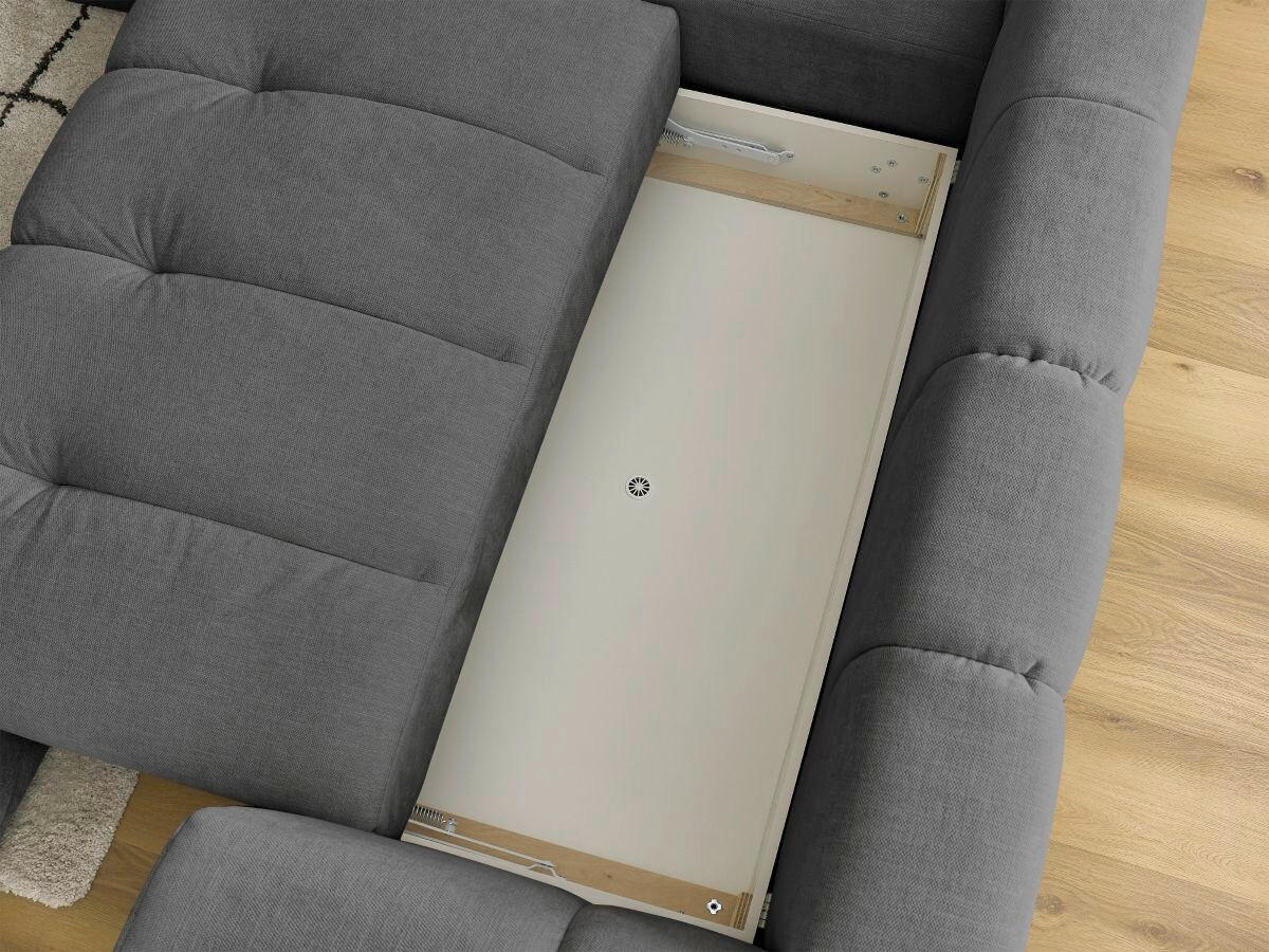 ECKSCHLAFSOFA FUJI Leinenoptik Dunkelgrau  inkl.  - Dunkelgrau/Schwarz, MODERN, Kunststoff/Textil (204/282cm)