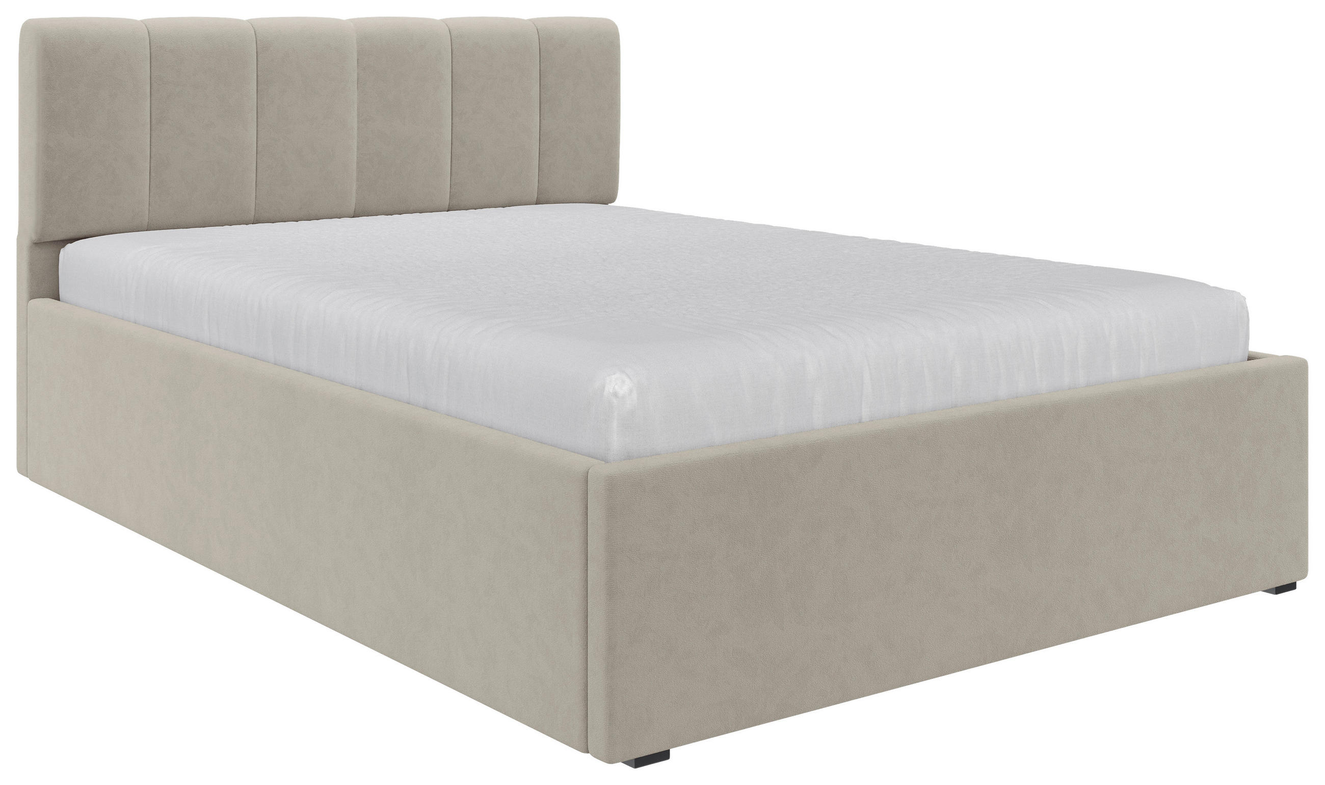 POLSTERBETT 140/200 cm,  in Beige, Lattenrost, Bettkasten,  - Beige/Schwarz, Design, Holz/Kunststoff (140/200cm) - Stylife