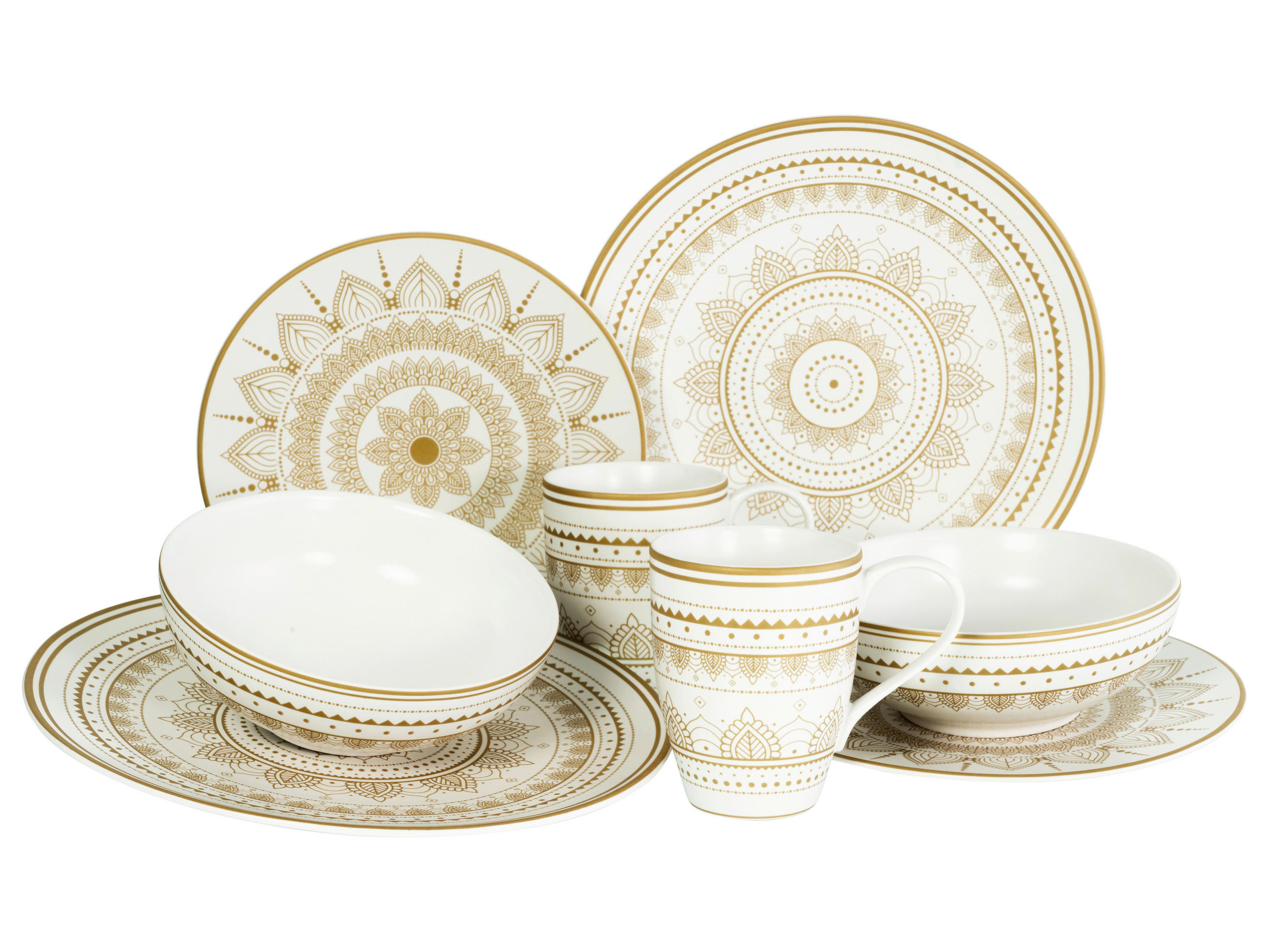 KOMBISERVICE 8-teilig  - Goldfarben/Weiß, Keramik (30/30/28,5cm) - Creatable