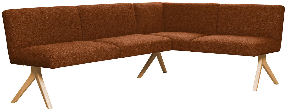 ECKBANK 238/172 cm Webstoff Haselnussfarben Eiche vollmassiv   - Eichefarben/Haselnussfarben, KONVENTIONELL, Holz/Textil (238/172cm) - Linea Natura