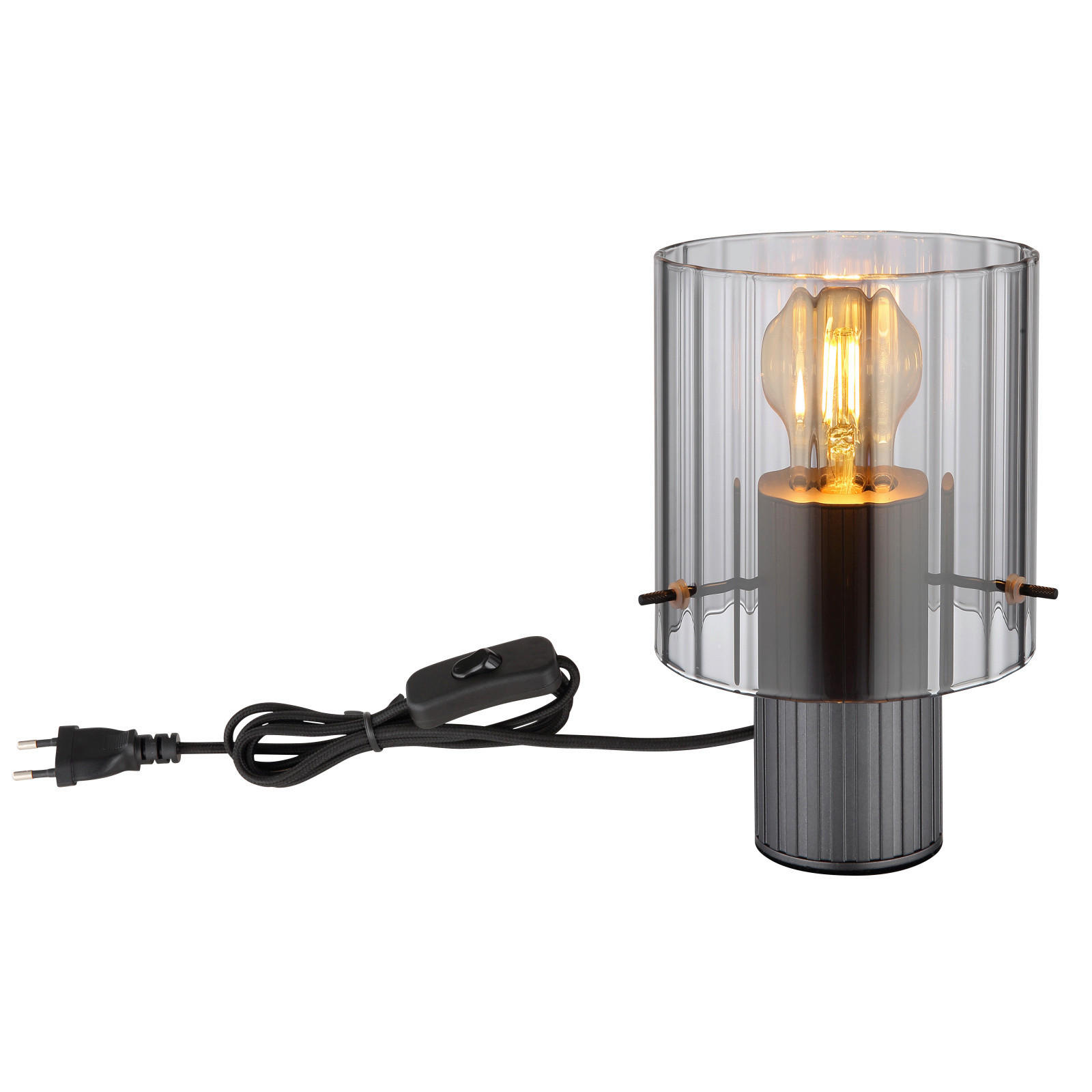 STOLNÍ LAMPA, E27, 14/22 cm  - tmavě šedá, Design, kov/sklo (14/22cm) - Globo