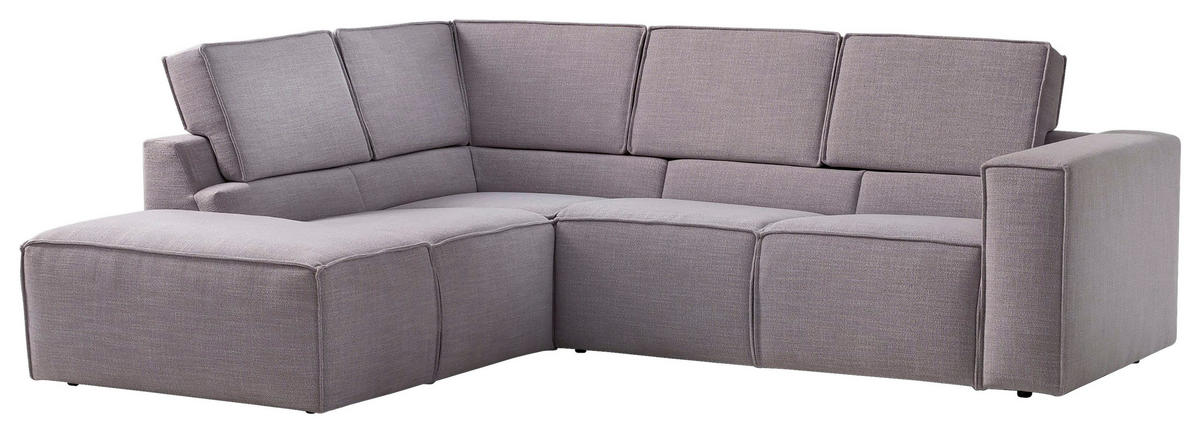 ECKSOFA Struktur Grau  - Schwarz/Grau, Modern, Kunststoff/Textil (220/275cm) - Trendmanufaktur