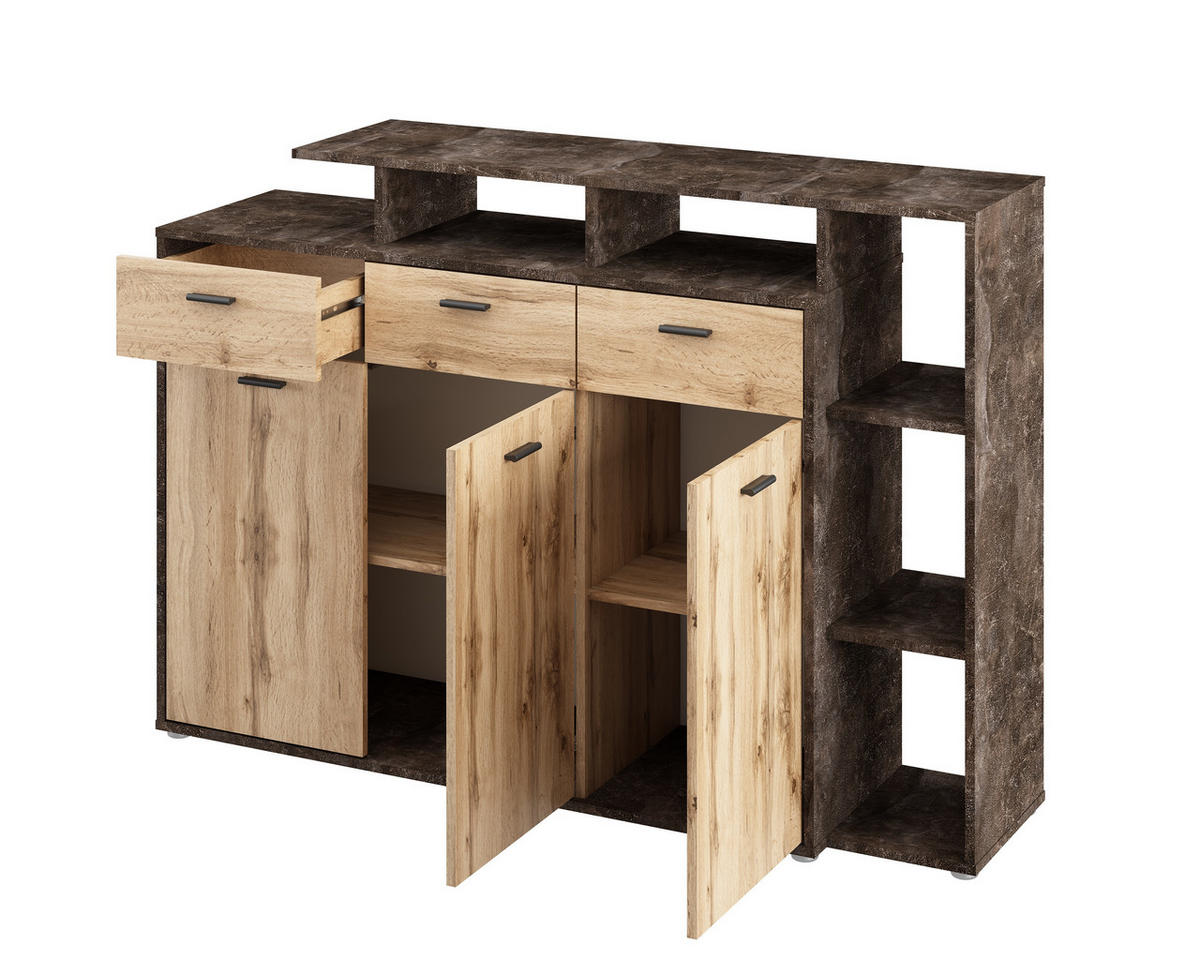 KOMODA, 150/105/40 cm - farba duba/hliníková, Design, kov/kompozitné drevo (150/105/40cm) - Xora