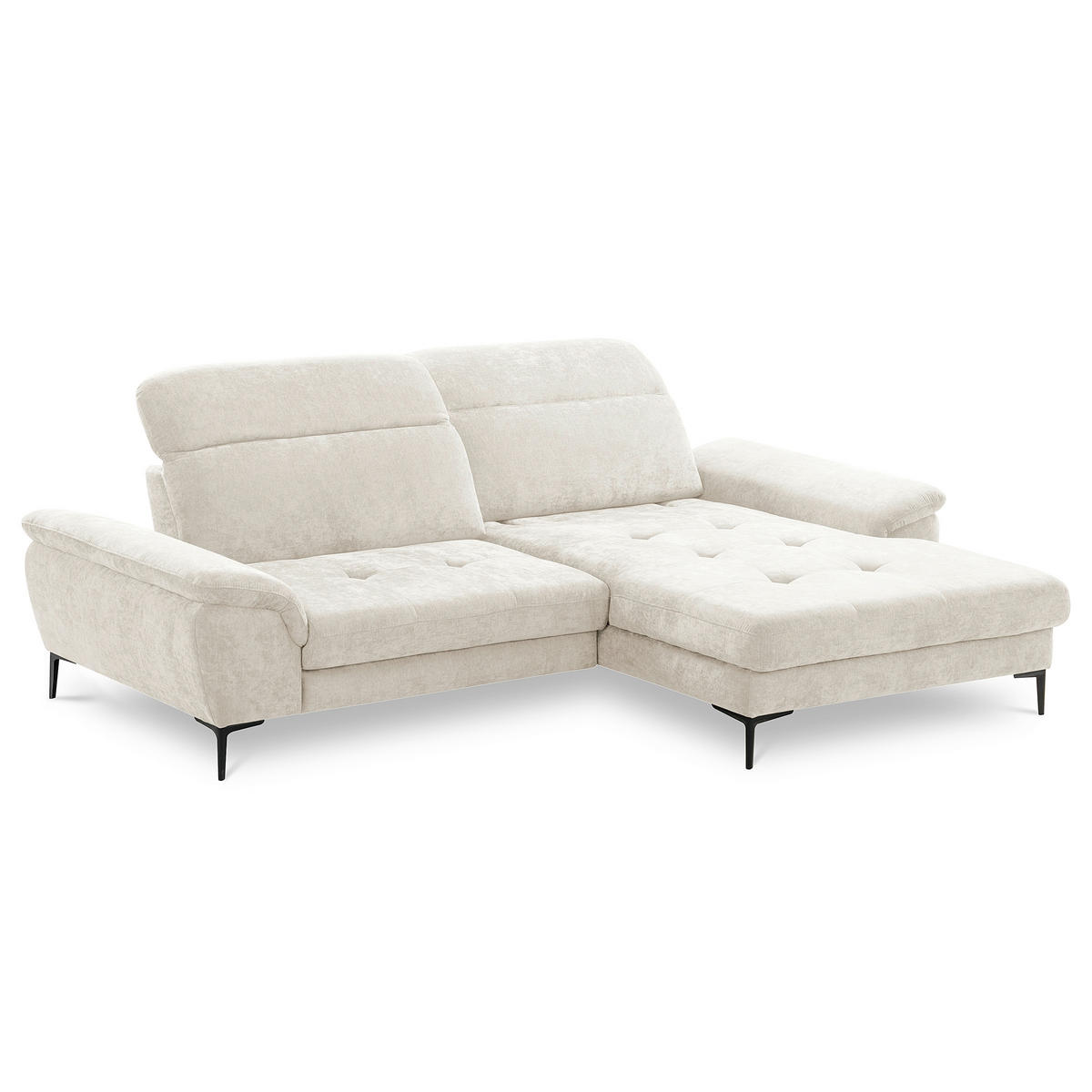 ECKSOFA  Webstoff Creme  - Creme/Schwarz, Design, Textil/Metall (268/195cm) - Livetastic