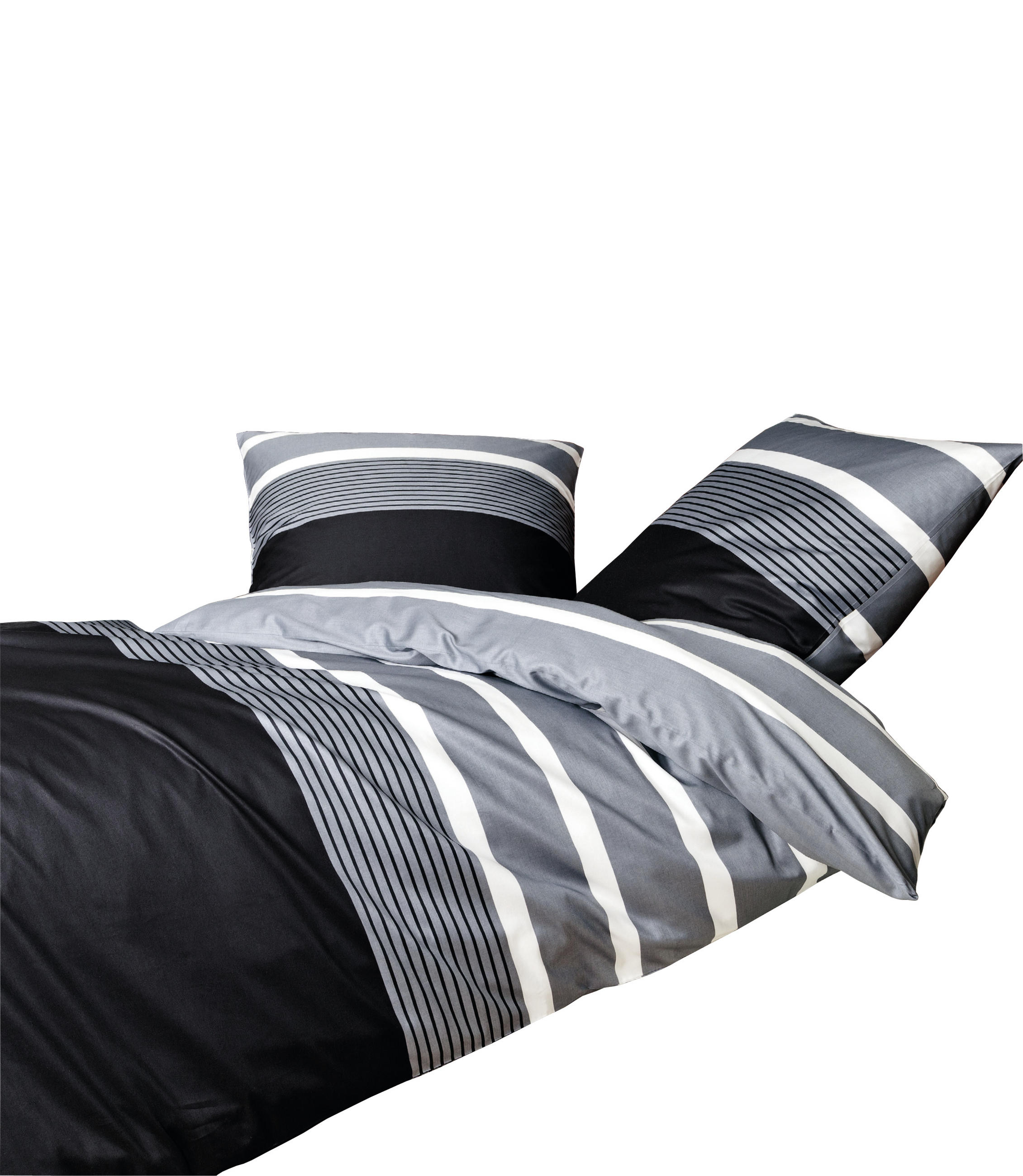 BETTWÄSCHE J.D. Makosatin 240/220 cm  - Silberfarben/Schwarz, Basics, Textil (240/220cm) - Janine