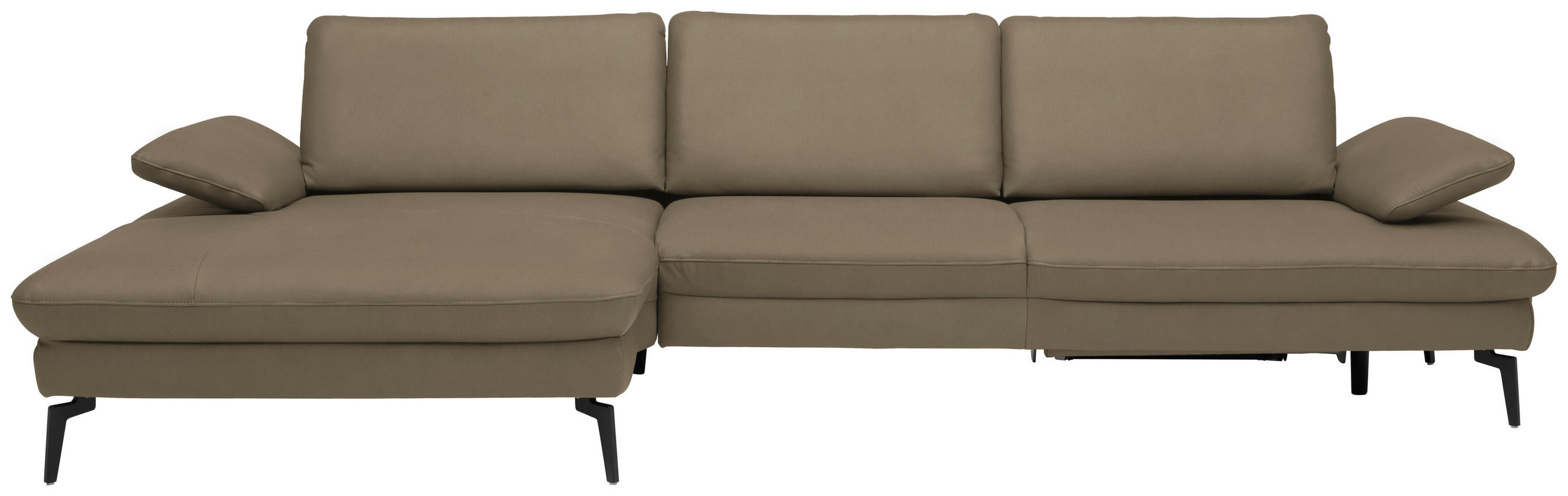 ECKSOFA in Echtleder Hellbraun  - Hellbraun/Schwarz, Design, Leder/Metall (157/325cm) - Dieter Knoll
