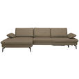 ECKSOFA in Echtleder Hellbraun  - Hellbraun/Schwarz, Design, Leder/Metall (157/325cm) - Dieter Knoll