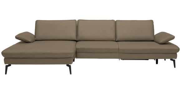 ECKSOFA in Echtleder Hellbraun 157/325 cm - Hellbraun/Schwarz, Design, Leder/Metall (157/325cm) - Dieter Knoll