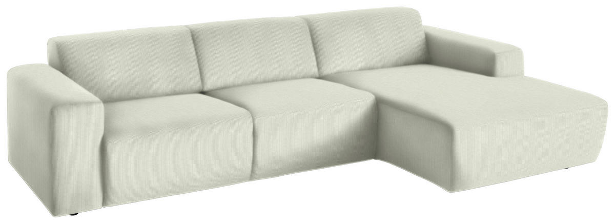 ECKSOFA in Feincord Creme  - Creme/Schwarz, Design, Kunststoff/Textil (301/177cm) - Beldomo Style