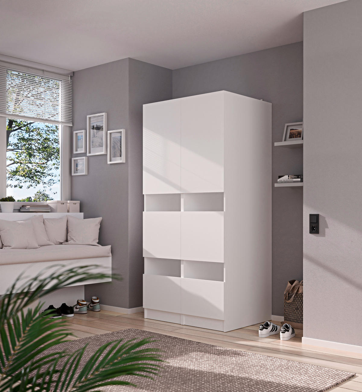 MEHRZWECKSCHRANK 50/200/68 cm  in Weiß  - Schwarz/Weiß, Design, Holzwerkstoff/Metall (50/200/68cm) - Milino