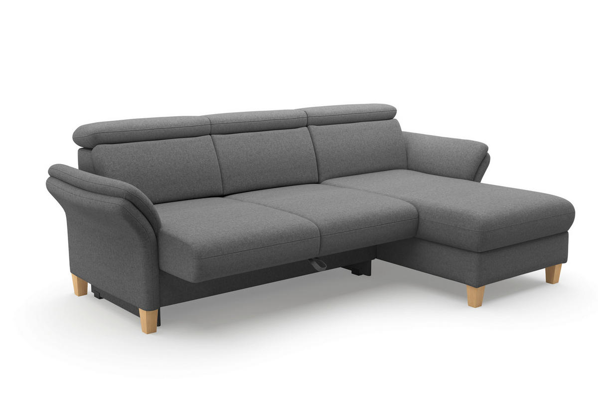 ECKSOFA GLENDALE E Dunkelgrau Flachgewebe  - Eichefarben/Dunkelgrau, KONVENTIONELL, Holz/Textil (253/166cm) - Sit & More