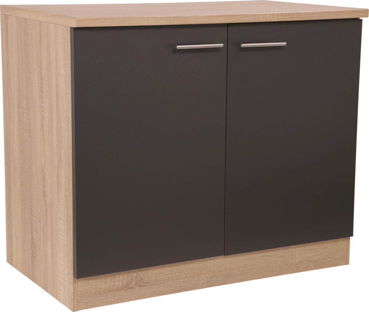 SPÜLENUNTERSCHRANK 100/84,8/60 cm  in Grau, Eichefarben  - Eichefarben/Silberfarben, Basics, Holzwerkstoff/Metall (100/84,8/60cm) - Respekta