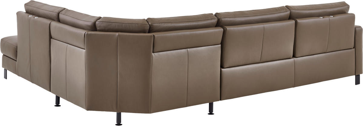 ECKSOFA Echtleder Braun  - Schwarz/Braun, Konventionell, Leder/Metall (243/306cm) - Dieter Knoll