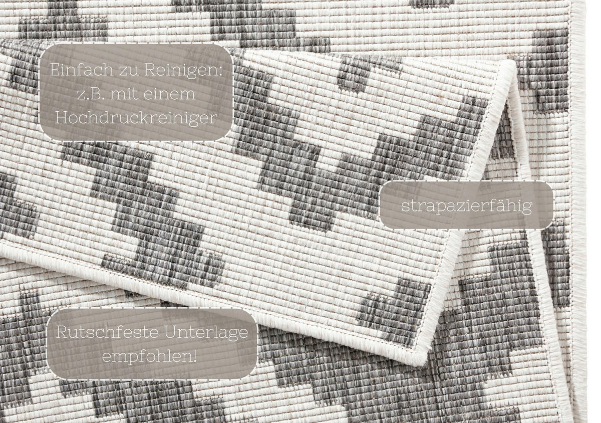 OUTDOORTEPPICH 80/250 cm Twin Grau, Creme  - Creme/Grau, Basics, Kunststoff (80/250cm) - Hanse Home