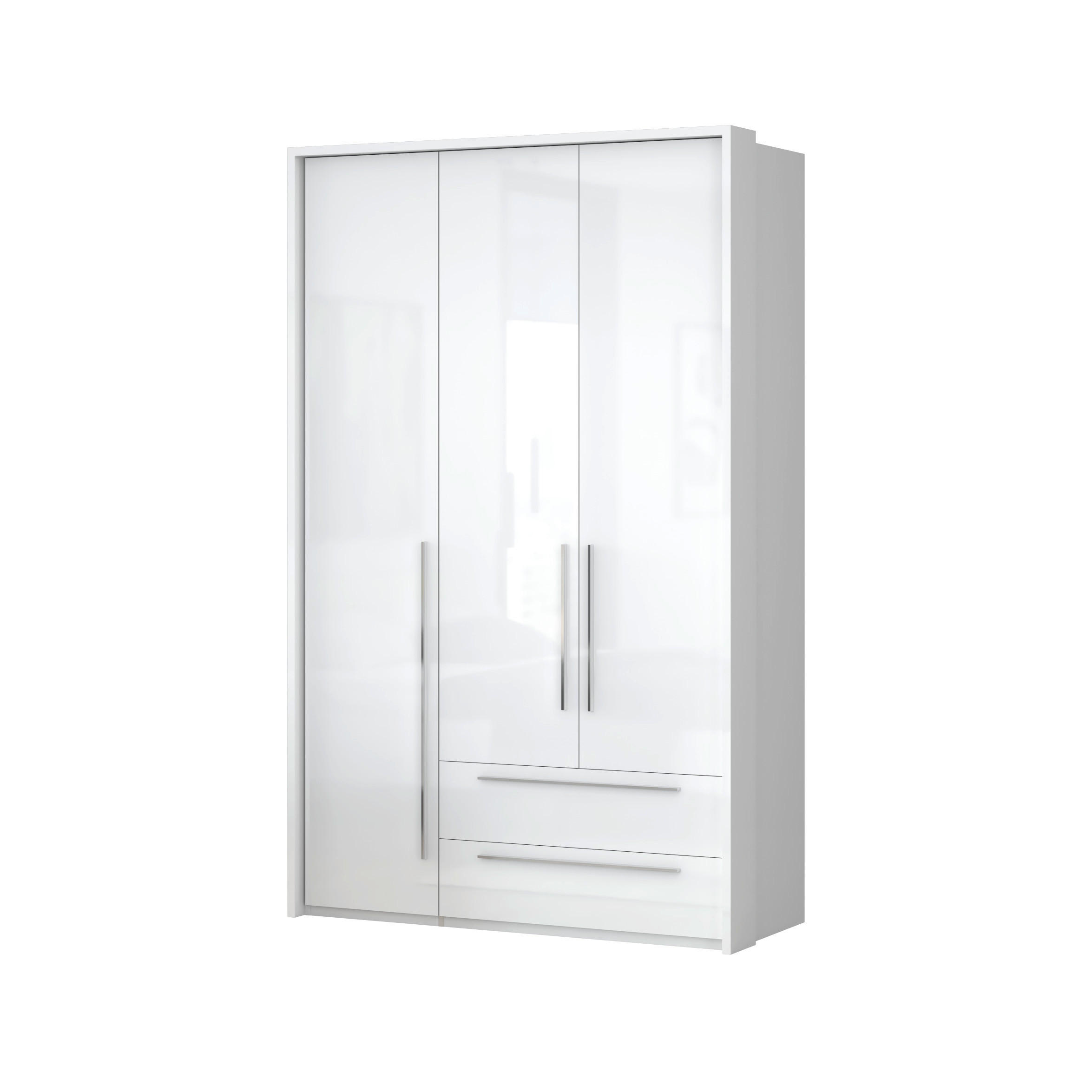 ORMAR SA KLASIČNIM VRATIMA bela, bela visoki sjaj  142/226/60 cm  - bela visoki sjaj/bela, Dizajnerski, pločasti materijal/plastika (142/226/60cm)