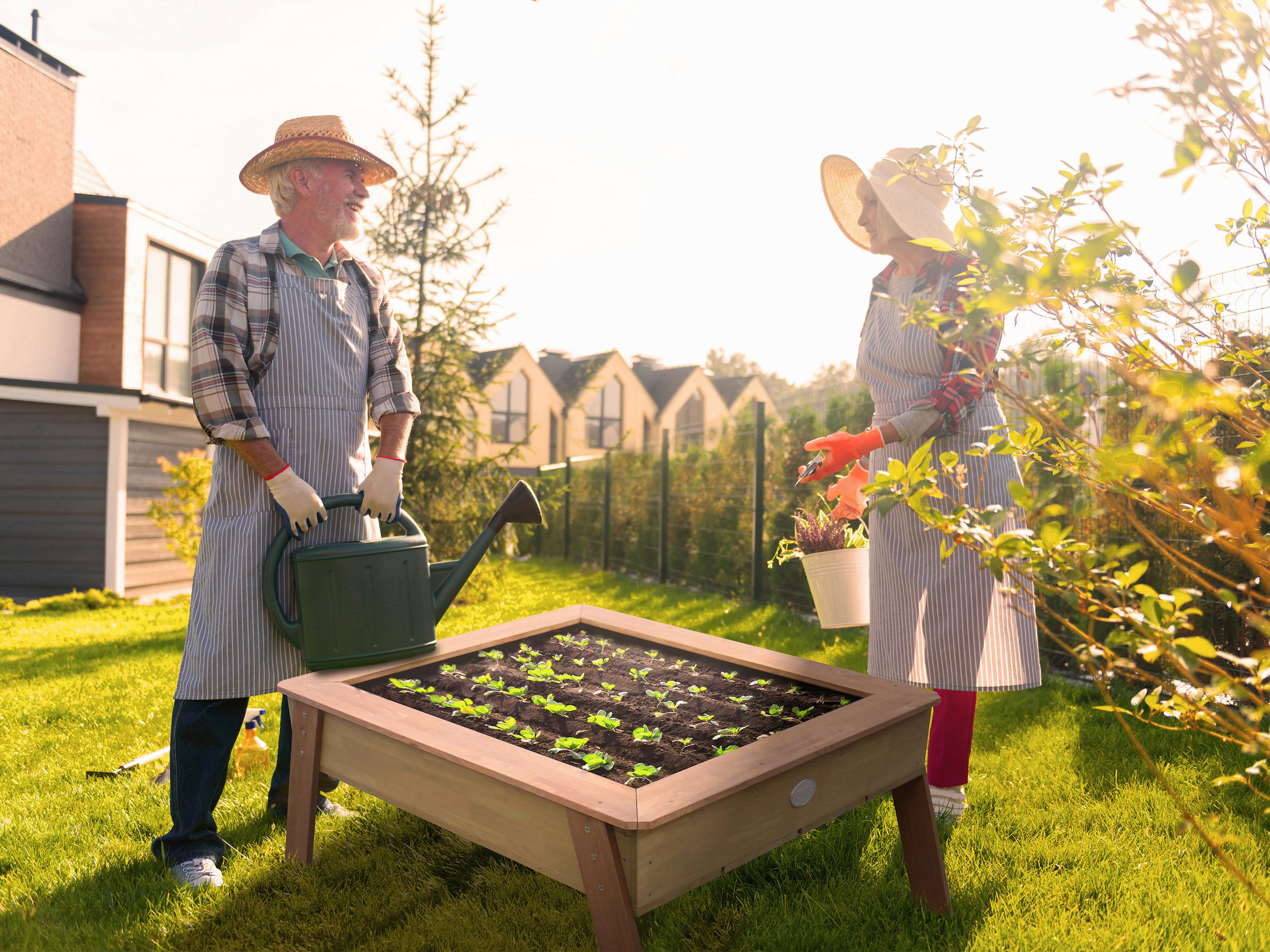 Thumbnail - Ambia Garden Hochbeet EN 71, Blau, Braun, Weiß, Holz, 90 L, 94x50x110 cm, Fsc, EN 71, Gartenzubehör, Hochbeete