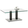 COUCHTISCH Klarglas 110/70/46-65 cm rechteckig Grau, Edelstahlfarben  - Edelstahlfarben/Grau, Design, Glas/Kunststoff (110/70/46-65cm)
