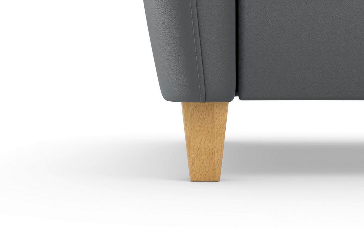 ROHOVÁ SEDAČKA, koža, čierna - čierna/farba duba, Basics, koža/drevo (244/163cm) - Sit & More