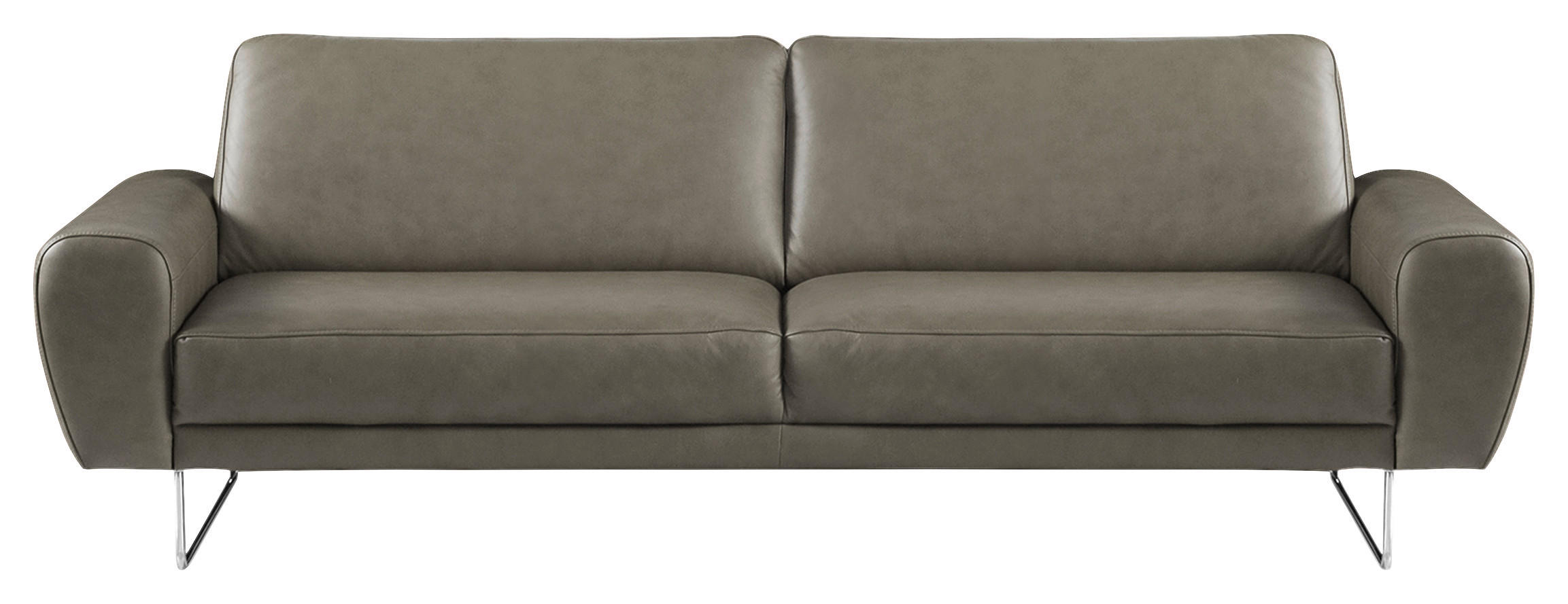 3-SITZER-SOFA in Echtleder Grau  - Chromfarben/Grau, Design, Leder/Metall (207/85/92cm) - Livetastic