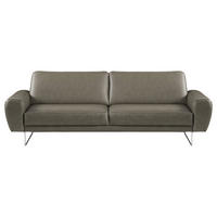3-SITZER-SOFA Echtleder Grau  - Chromfarben/Grau, Design, Leder/Metall (207/85/92cm) - Livetastic