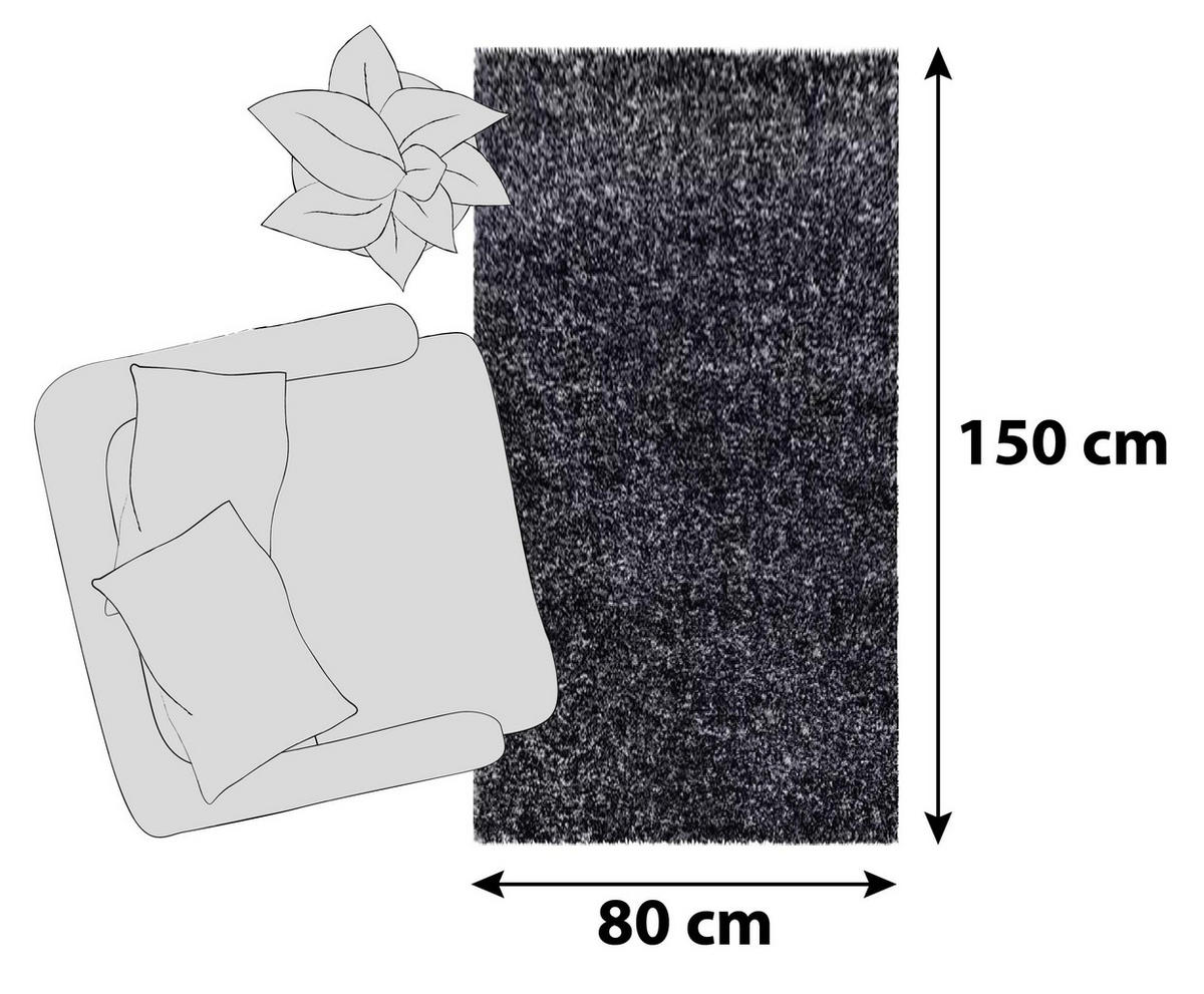 HOCHFLORTEPPICH 80/150 cm Enjoy 500 Anthrazit  - Anthrazit, KONVENTIONELL, Textil (80/150cm) - Novel
