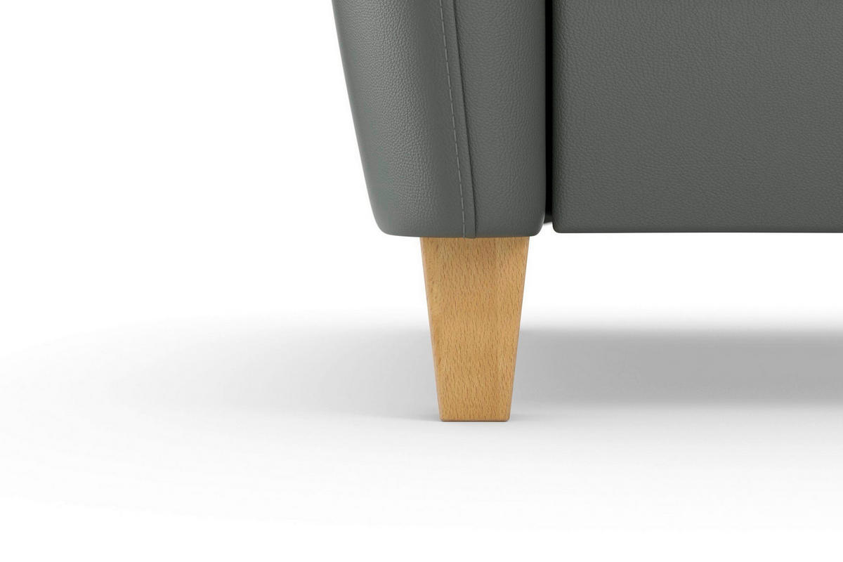 ECKSOFA Echtleder Anthrazit  - Eichefarben/Anthrazit, Basics, Leder/Holz (163/244cm) - Sit & More