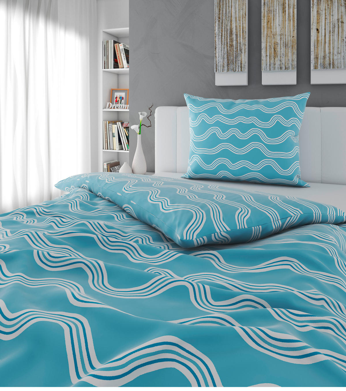 BETTWÄSCHE KALIO Satin 140/200 cm  - Hellblau, KONVENTIONELL, Textil (140/200cm) - Esposa