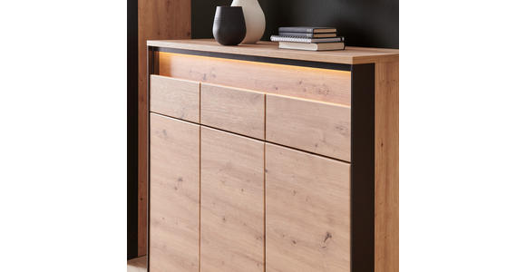 GARDEROBE 4-teilig  in 248/200/38 cm  - Schwarz/Eiche Artisan, KONVENTIONELL, Glas/Holzwerkstoff (248/200/38cm) - Voleo
