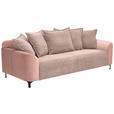 3-SITZER-SOFA in Cord, Velours Rosa  - Schwarz/Rosa, KONVENTIONELL, Textil/Metall (228/84/99cm) - Carryhome