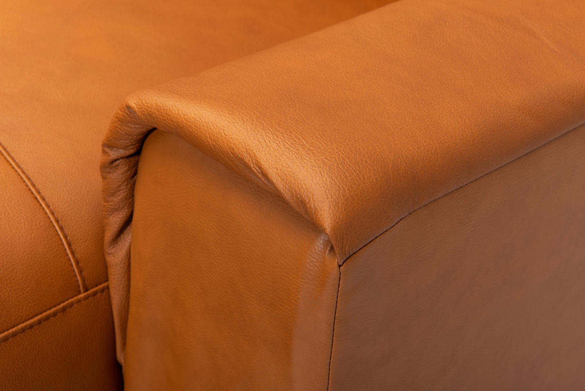 SOFFA i brun  - kromfärg/brun, Modern, metall/läder (385/88/163/210cm) - Welnova