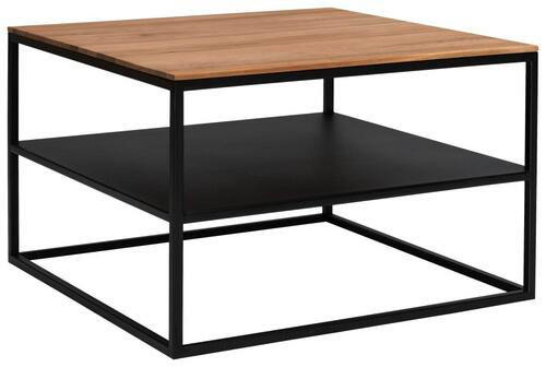 COUCHTISCH Wildeiche massiv 65/65/41,5 cm quadratisch Schwarz, Eichefarben  - Eichefarben/Schwarz, Design, Holz/Metall (65/65/41,5cm) - Johann Jakob