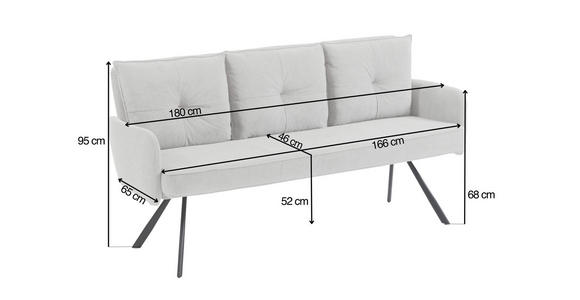 SITZBANK 180/93/67 cm Cord Beige Metall  - Beige/Schwarz, Design, Textil/Metall (180/93/67cm) - Novel