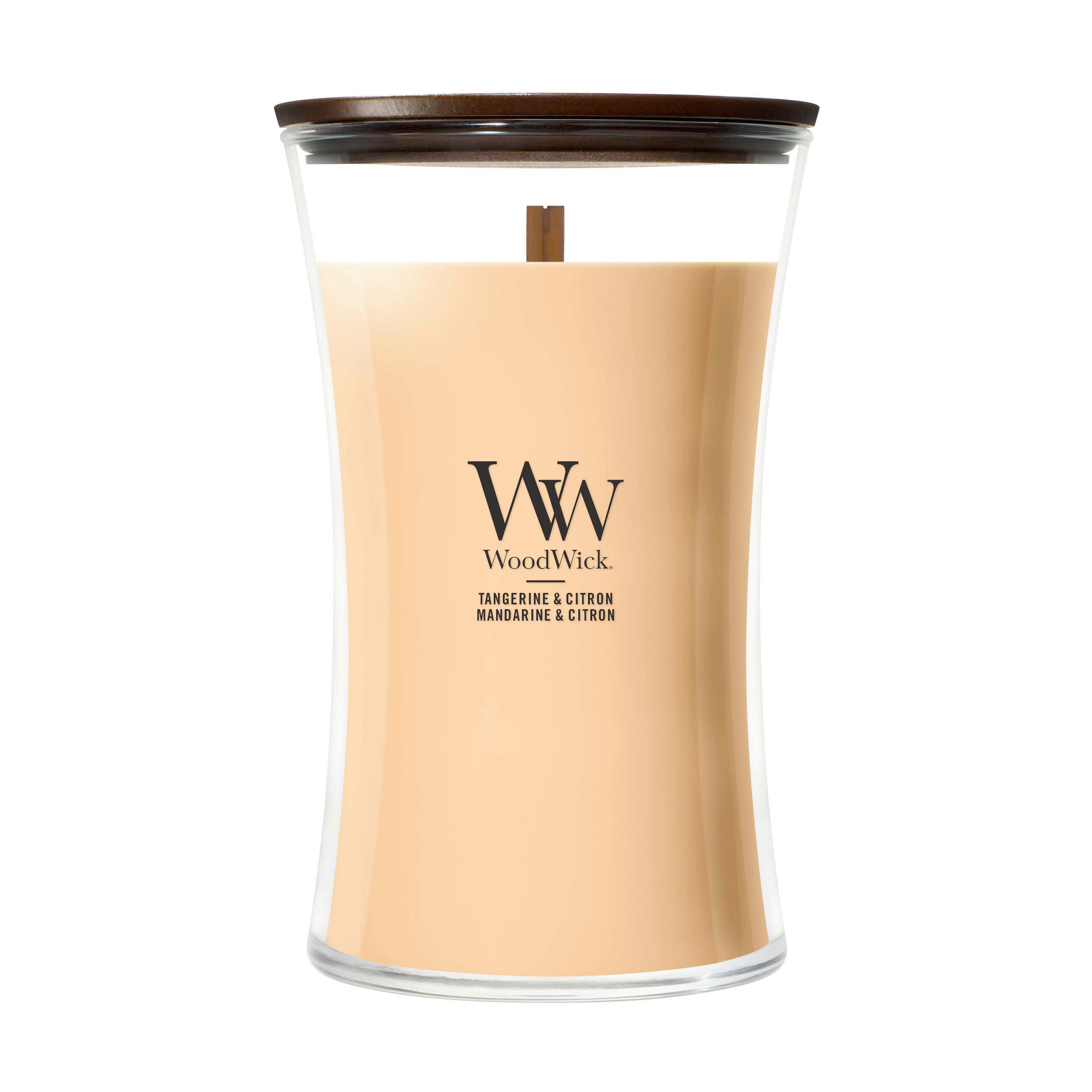 MIRISNA SVEĆA  tamnožuta  - tamnožuta, Osnovno, staklo/drvo (10/18/10cm) - WoodWick