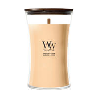 MIRISNA SVEĆA  tamnožuta  - tamnožuta, Osnovno, staklo/drvo (10/18/10cm) - WoodWick