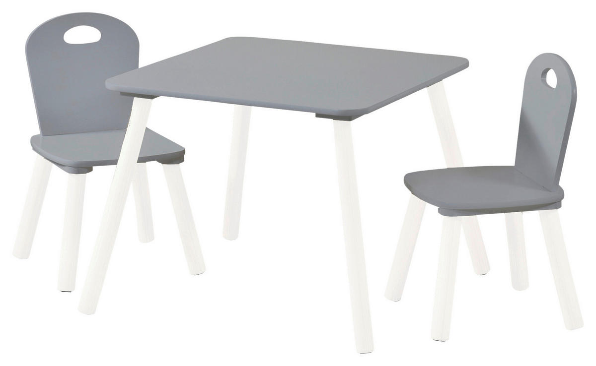 DETSKÁ SEDACIA ZOSTAVA sivá, biela - sivá/biela, Basics, kompozitné drevo - Kesper