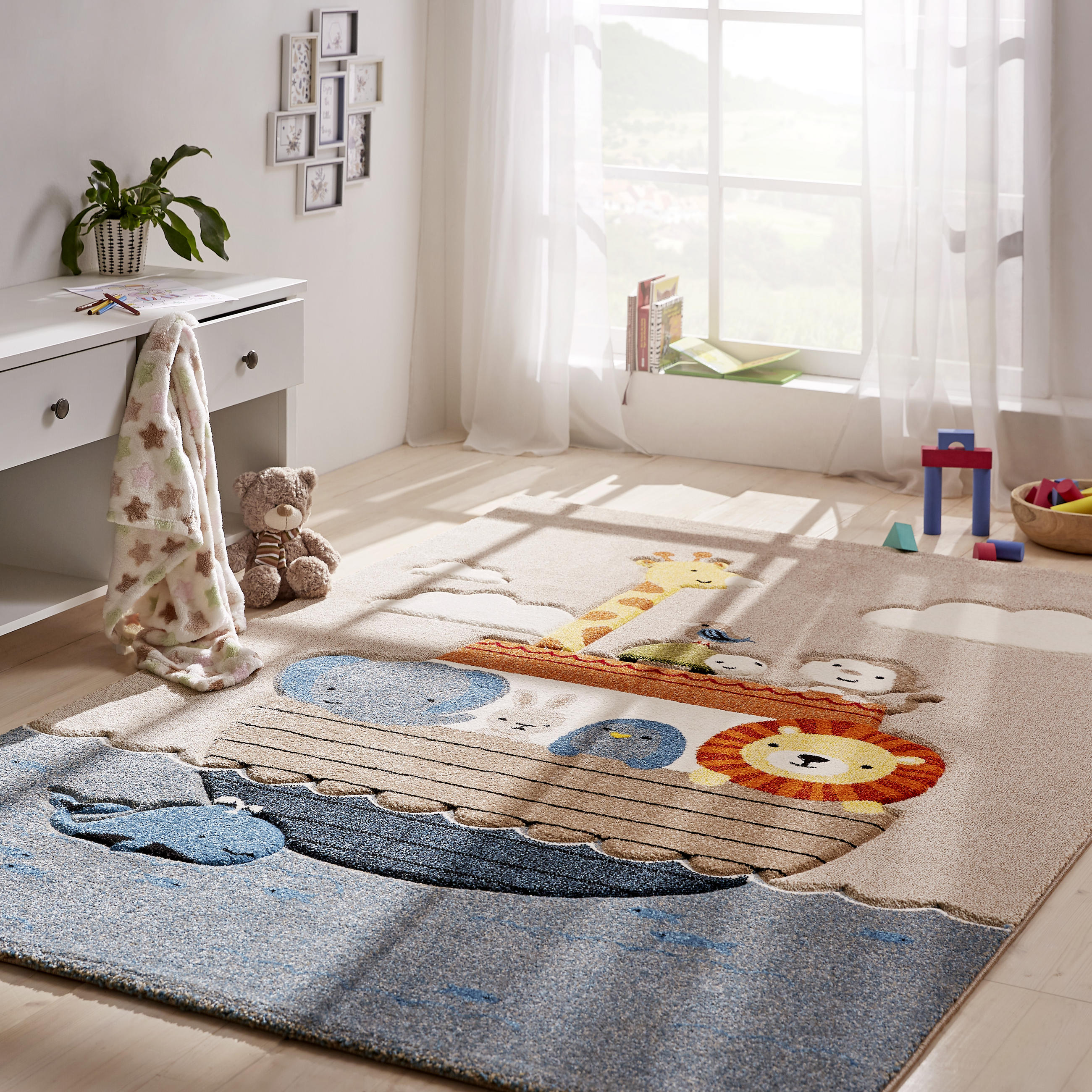 Thumbnail - Ben'n'jen Kinderteppich Arche Noah, Mehrfarbig, Textil, Tier, rechteckig, 80x150 cm, ISO 9001, Bsci, Oeko-Tex® Standard ...