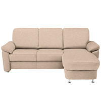 ECKSOFA in Flachgewebe Beige  250/163 cm  - Chromfarben/Beige, KONVENTIONELL, Textil/Metall (250/163cm) - Beldomo System