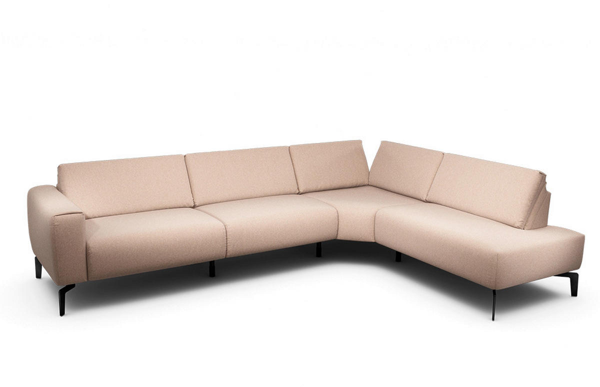ECKSOFA Cosy Rosa Chenille  - Schwarz/Rosa, Design, Textil/Metall (296/213cm) - SENSOO