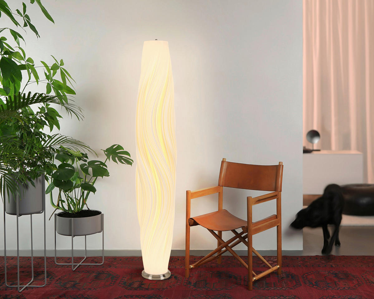LED-STEHLEUCHTE - Weiss/Nickelfarben, Lifestyle, Kunststoff/Metall (30/155cm) - Dieter Knoll