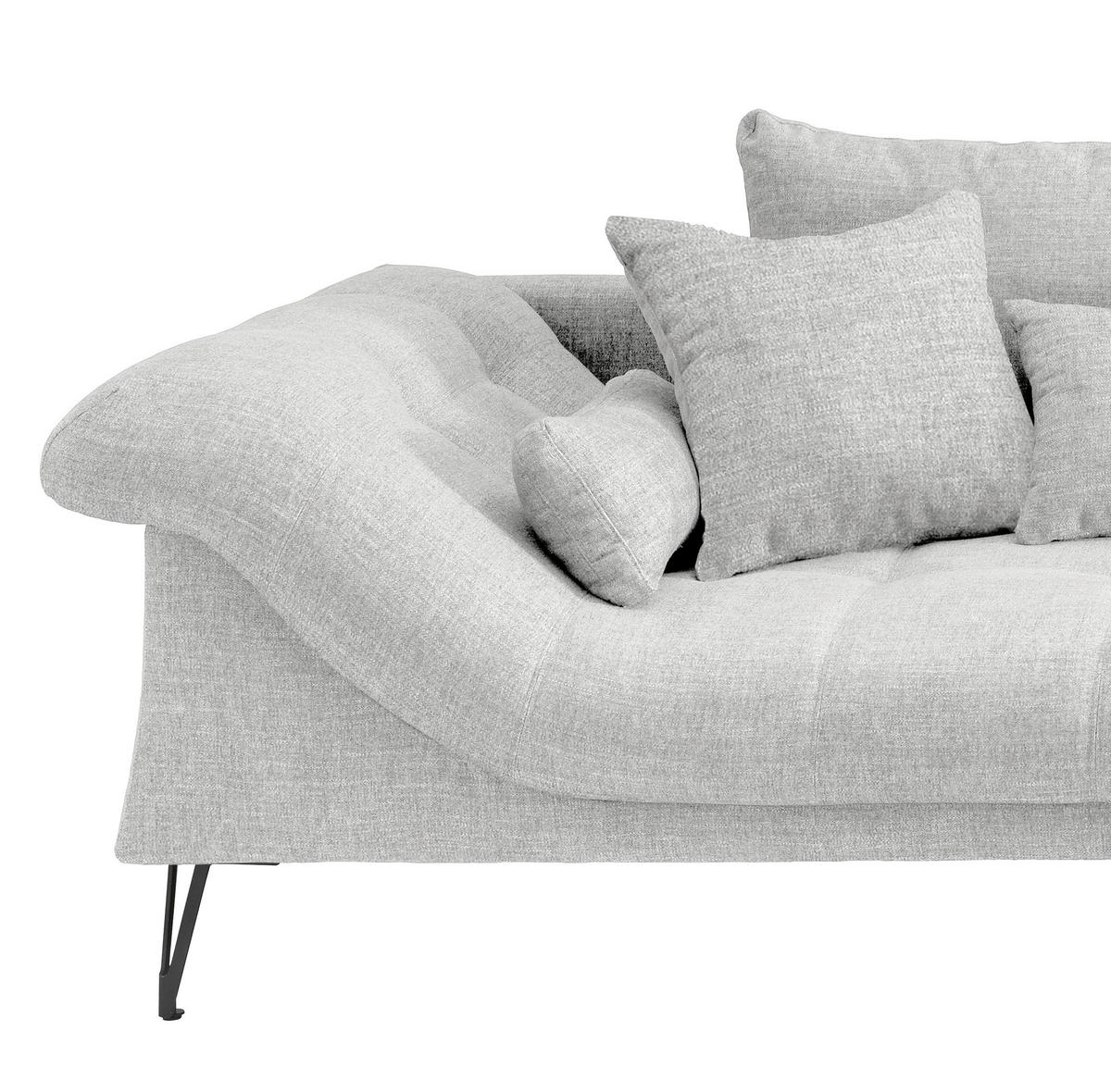 ECKSOFA in Mikrofaser Weiß  310/192 cm  - Schwarz/Weiß, KONVENTIONELL, Textil/Metall (310/192cm) - Livetastic