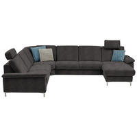 WOHNLANDSCHAFT in Chenille Graubraun  - Graubraun/Alufarben, Design, Textil/Metall (265/333/170cm) - Dieter Knoll