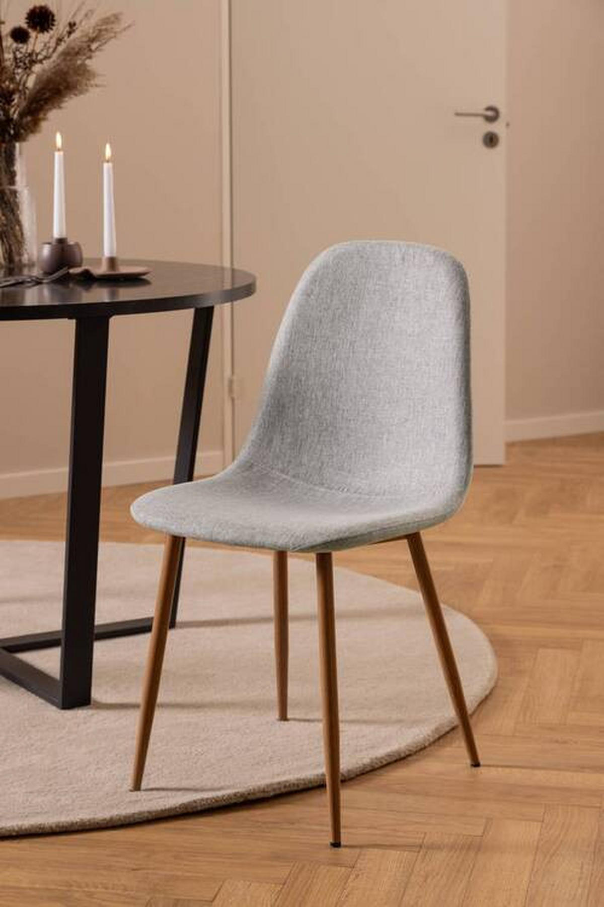 STUHL Webstoff Hellgrau  - Eichefarben/Hellgrau, Trend, Textil/Metall (44/86/54cm)
