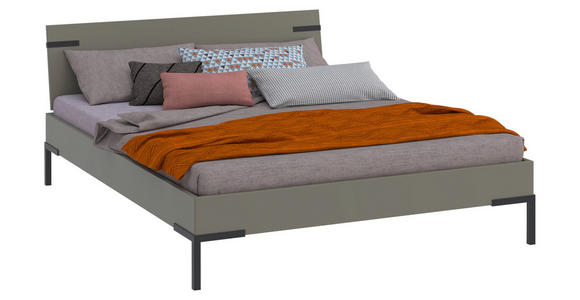 BETT 160/200 cm  in Grau, Grün  - Schwarz/Grau, Design, Holzwerkstoff/Metall (160/200cm) - Xora