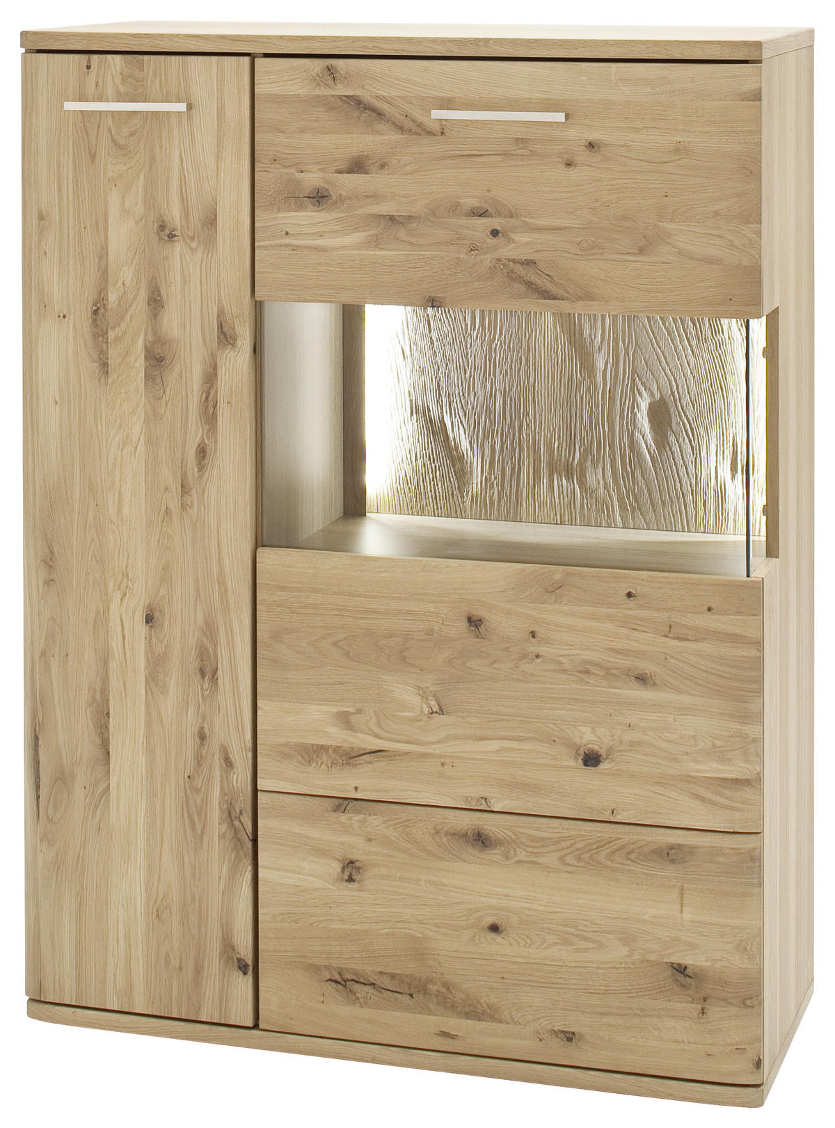 VYSOKÁ KOMODA, trámový dub, barvy dubu, 90/122/37 cm - černá/barvy dubu, Design, kov/dřevo (90/122/37cm) - Livetastic