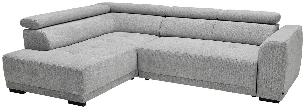 ECKSOFA in Struktur Hellgrau  - Hellgrau/Schwarz, Design, Kunststoff/Textil (205/284cm) - MID.YOU