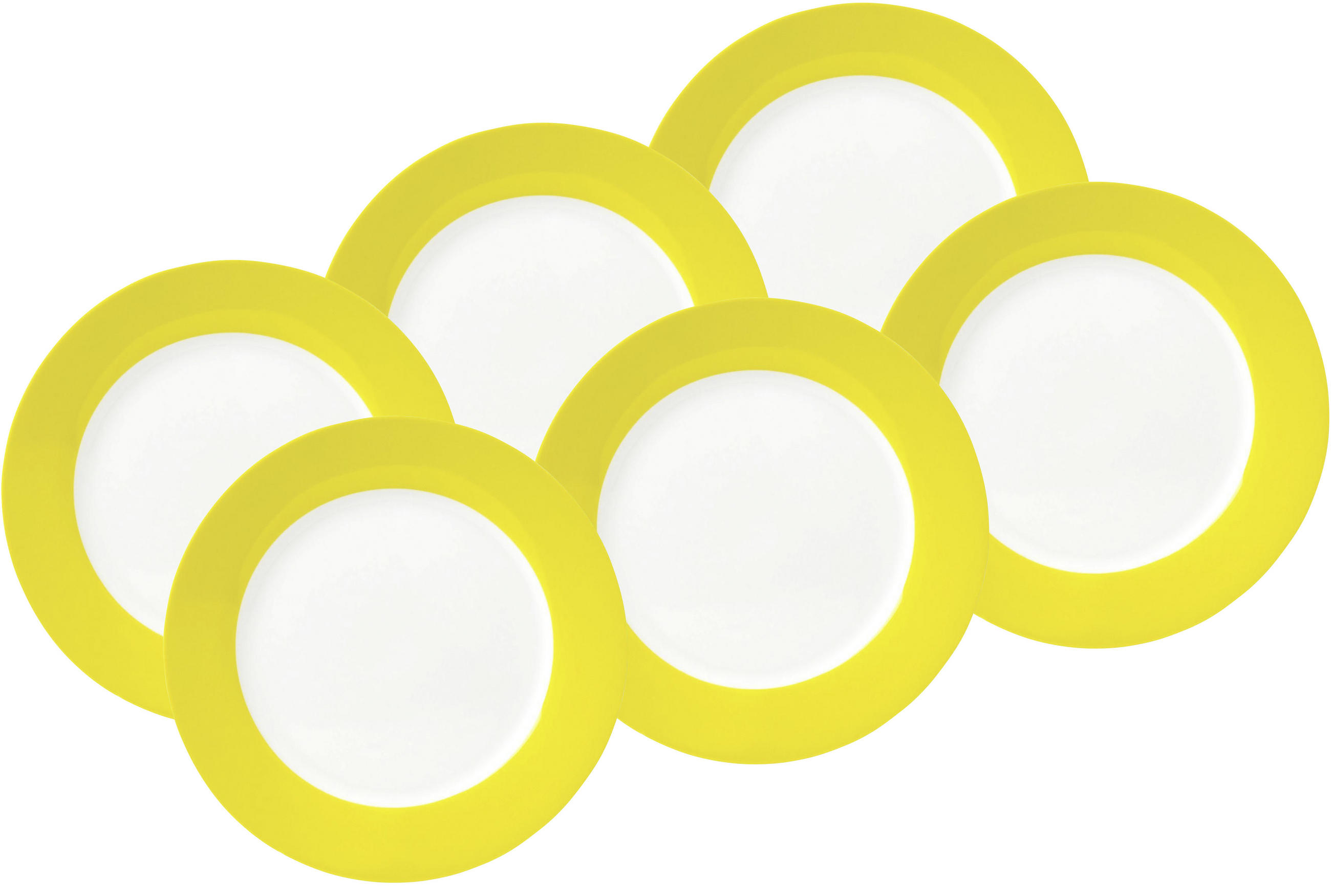 DESSERTTELLERSET VARIO 6-teilig - Gelb/Weiß, Basics, Keramik (20cm) - Van Well
